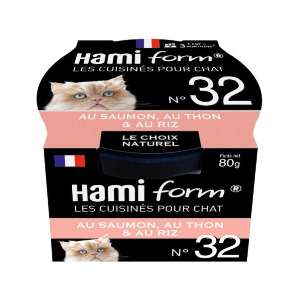 Comida húmeda para gatos salmón, atún y arroz Hami Form